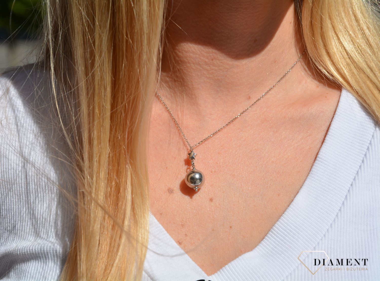 Naszyjnik srebrny kulka z gwiazdką Dall'Acqua C RM 21193 058.jpg